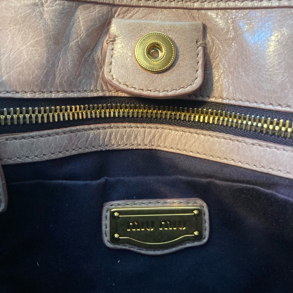 Miu Miu Beige Vitello soft Leather Two Way Handbag - Picture 5 of 6